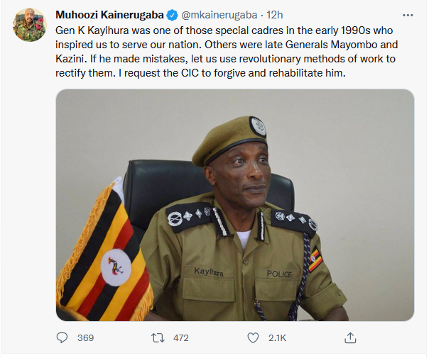 Gen Muhoozi's tweet