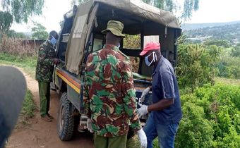Police remove body of 82-year-old granny who was murdered by her son Edwin Losepish in Maralal, Samburu