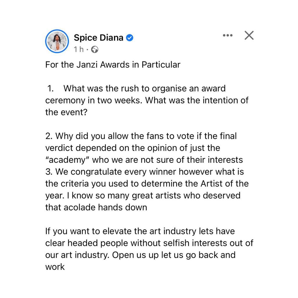 Spice Diana's Facebook Post