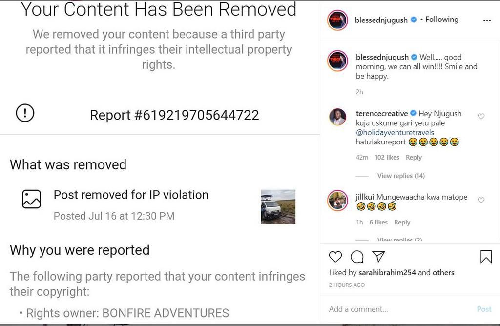 Hawajui jokes? Njugush's Maasai Mara video pulled down after Bonfire Adventures reported him for alleged copyright infringement