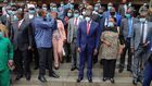 File image of President Uhuru Kenyatta, DP Ruto and Jubilee party lawmakers at a recent meeting