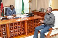 Raila meets Robert Njura man who helped him cross Lake Victoria to Uganda as he went to exile in Norway in 1991