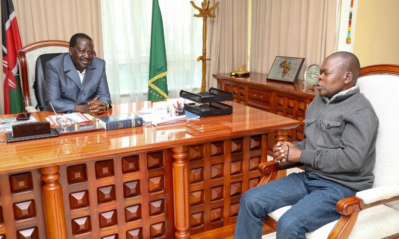 Raila meets Robert Njura man who helped him cross Lake Victoria to Uganda as he went to exile in Norway in 1991