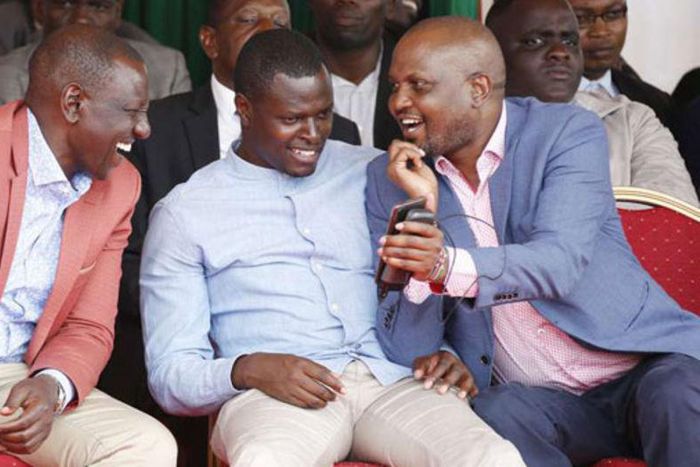 File image of Deputy President William Ruto with Kiharu MP Ndindi Nyoro and Gatundu South MP Moses Kuria