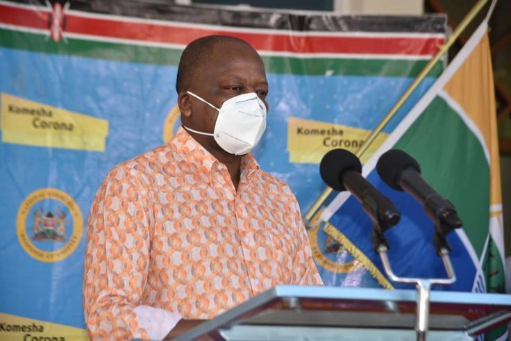 Health CS Mutahi Kagwe during a recent Covid-19 briefing