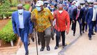 CSs Fred Matiang'i, Mutahi Kagwe and Keriako Tobiko during a recent visit to Kajiado