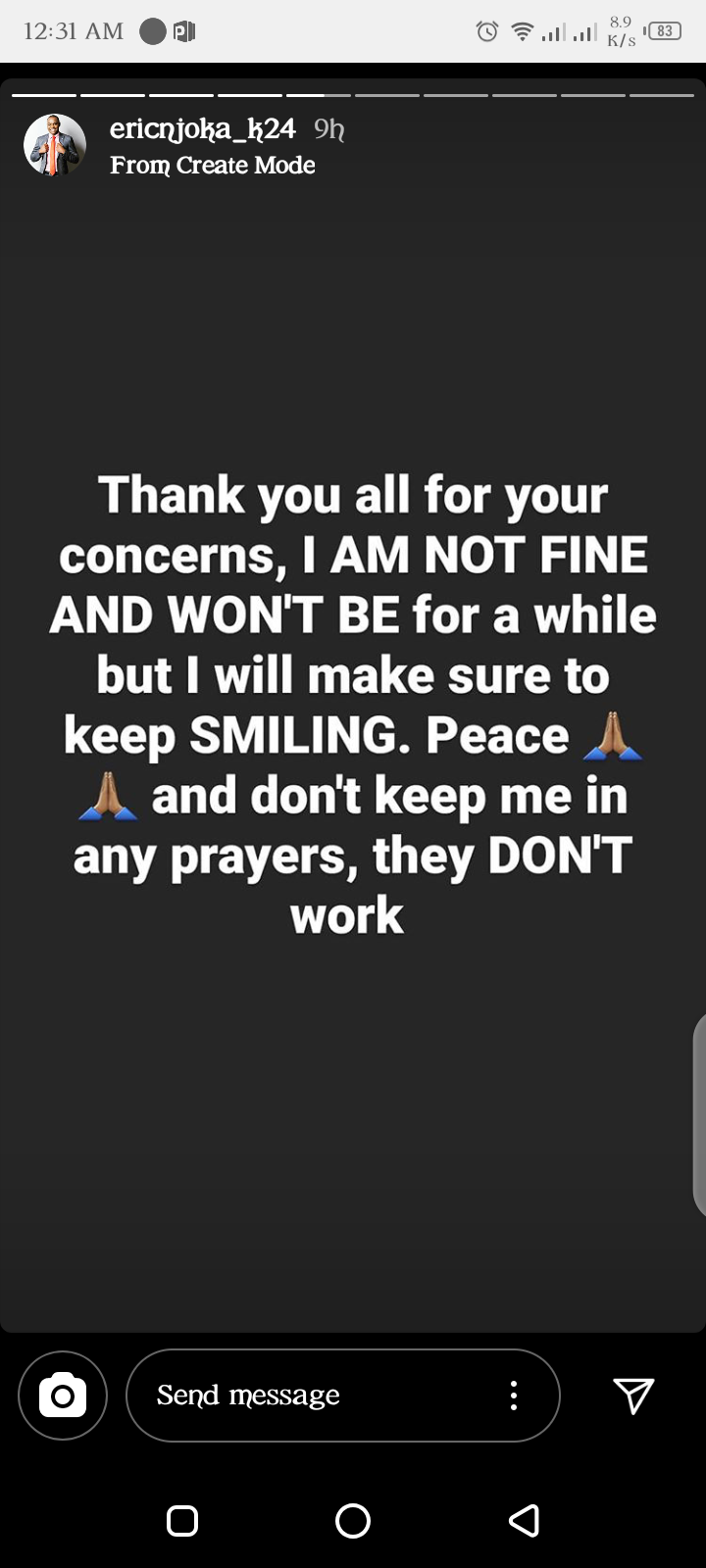 I am not fine and won’t be for a while – K24’s Eric Njoka