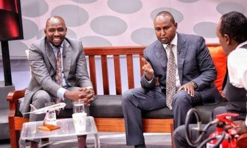 Kipchumba Murkomen and Junet Mohamed during an interview hosted by Jeff Koinange