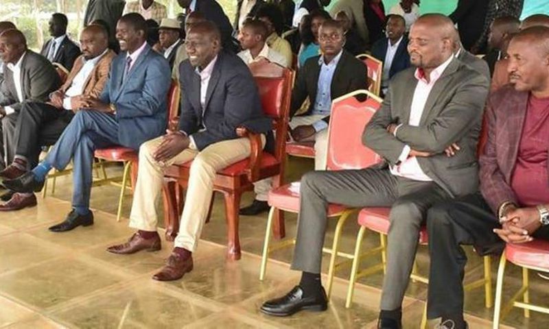 File image of DP Ruto flanked by Moses Kuria and Jackson Mandago