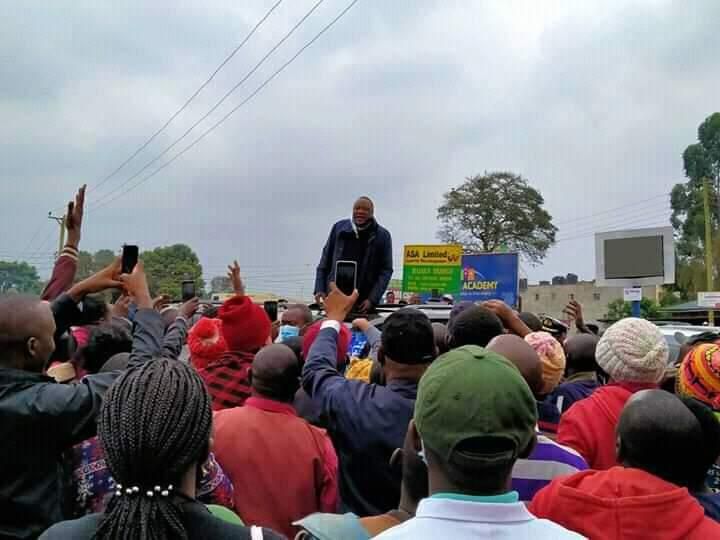 President Uhuru Kenyatta addressing crowds in Ruaka on September 9, 2020