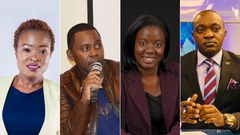 Journalists (L to R) Brenda Wanga, Debarl Inea, Sharon Baranga and Ken Mijungu who have all been fired from NTV