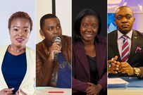 Journalists (L to R) Brenda Wanga, Debarl Inea, Sharon Baranga and Ken Mijungu who have all been fired from NTV