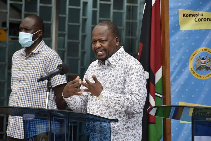 Health CS Mutahi Kagwe during a past press briefing on Coronavirus