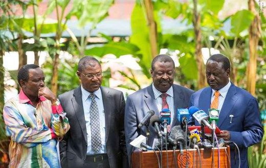 NASA principals Kalonzo Musyoka, Moses Wetangula, Musalia Mudavadi and Raila Odinga