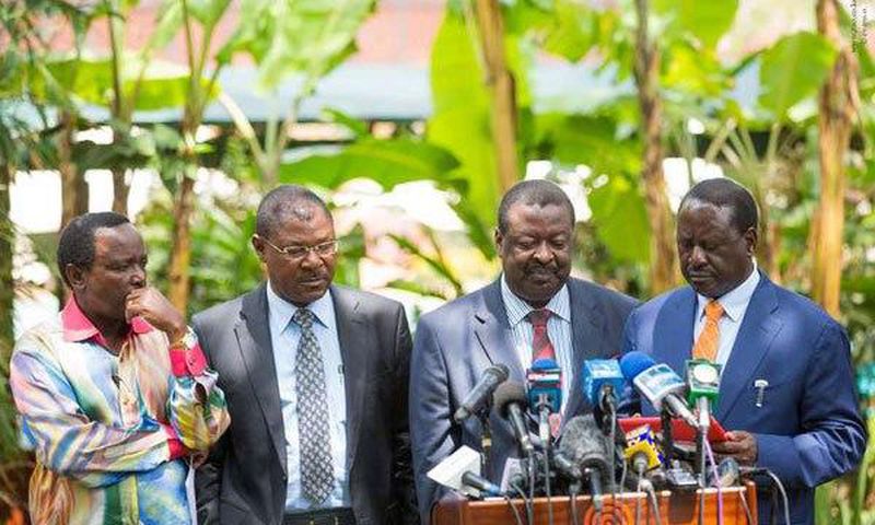 NASA principals Kalonzo Musyoka, Moses Wetangula, Musalia Mudavadi and Raila Odinga
