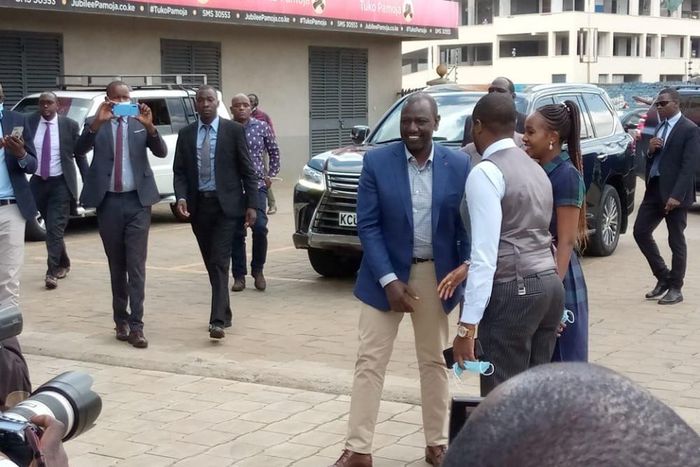 Deputy President William Ruto rushes to Jubilee HQ minutes  minutes after Raphael Tuju's surprise announcement on Msambweni by-election
