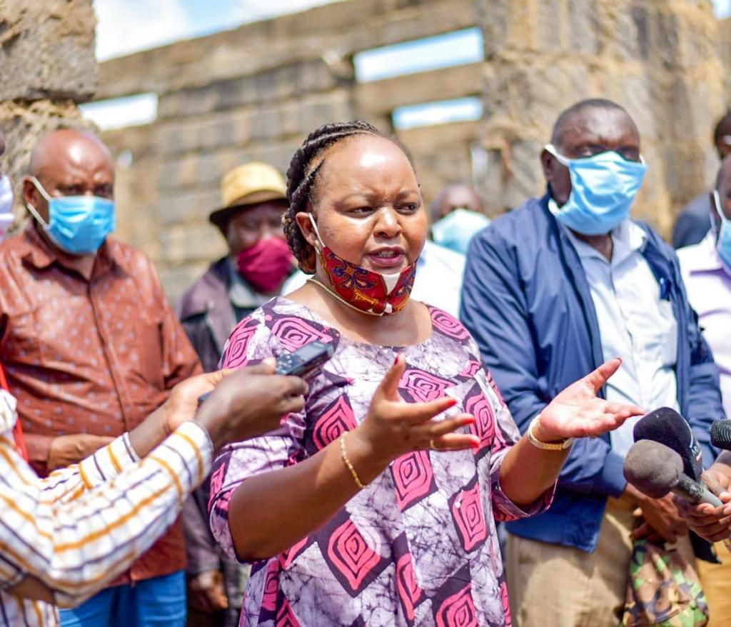 Kirinyaga Governor Anne Mumbi Waiguru inspecting a county project. 23 MCAs on June 9, 2020 voted to impeach her over gross misconduct and abuse of office