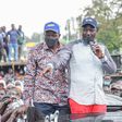 Deputy President William Ruto with Migori Governor Okoth Obado during pre-election campaigns in Awendo