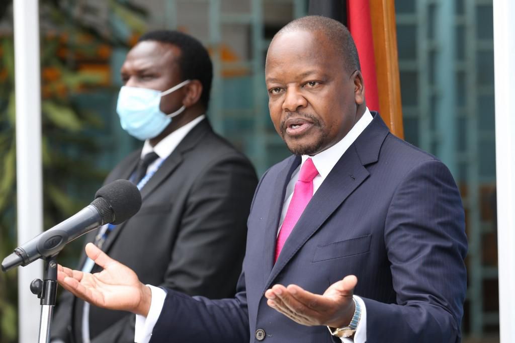 Health CS Mutahi Kagwe during a past Covid-19 press update