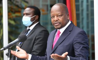 Health CS Mutahi Kagwe during a past Covid-19 press update