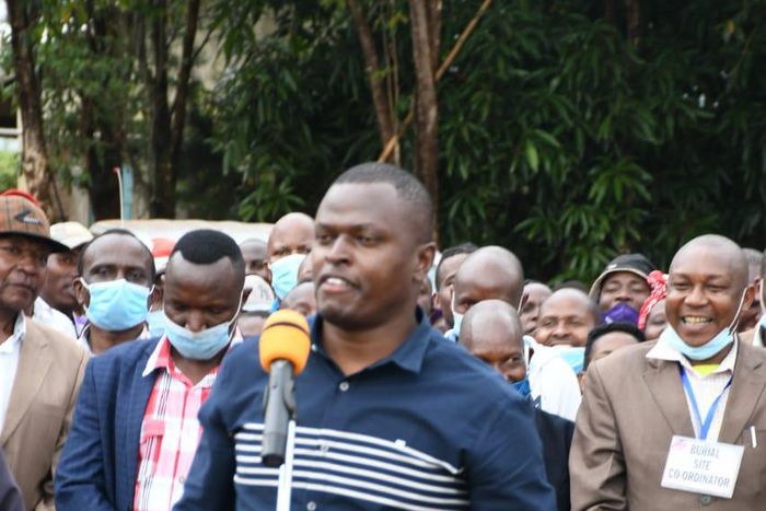 Kiharu MP Ndindi Nyoro during funeral at Kangema where he was heckled