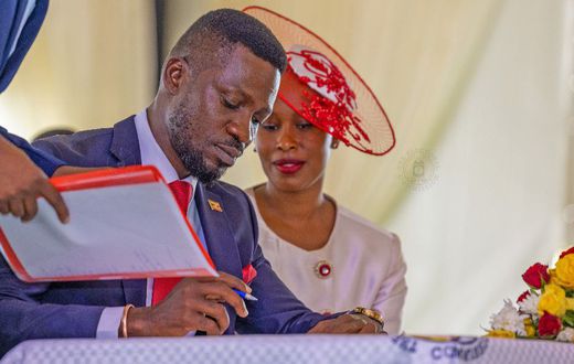 Kyagulanyi, alias Bobi Wine, with wife Barbie during nomination