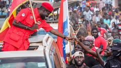 NUP candidate Bobi Wine on the campaign trail