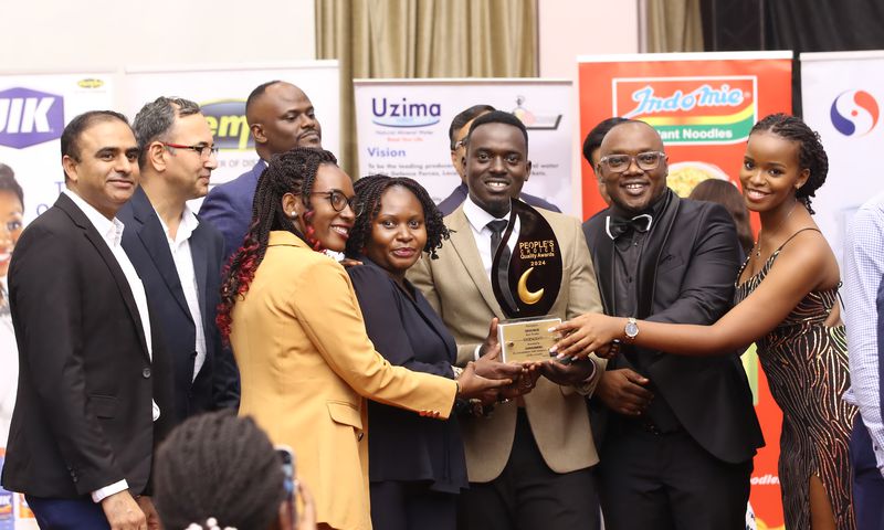 The Indomie Team in Uganda celebrating after recieveing the award.