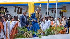 King Oyo arriving for the coronation commemoration