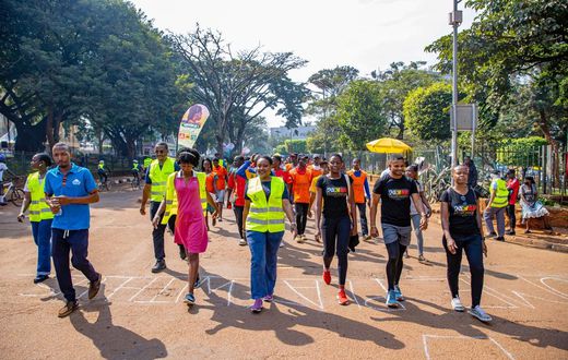 People participated in various events, from bicycle races to walkathons, while street artists turned empty roads into colorful canvases.