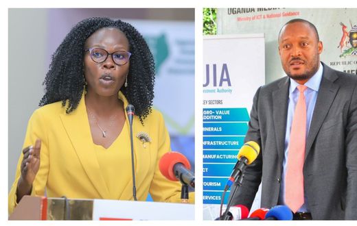 Minister Evelyn Anite and UIA's Robert Mukiza