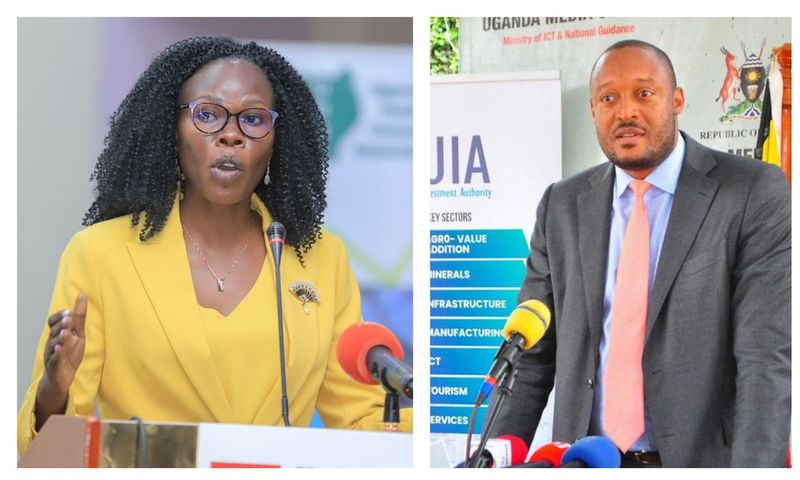 Minister Evelyn Anite and UIA's Robert Mukiza