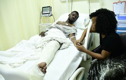 Barbie Itungo Kyagulanyi and her husband in hospital