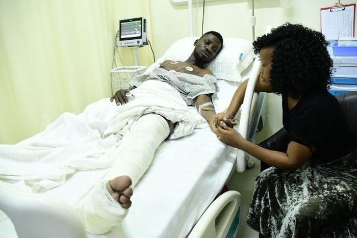 Barbie Itungo Kyagulanyi and her husband in hospital