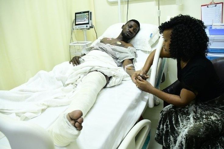 Barbie Itungo Kyagulanyi and her husband in hospital