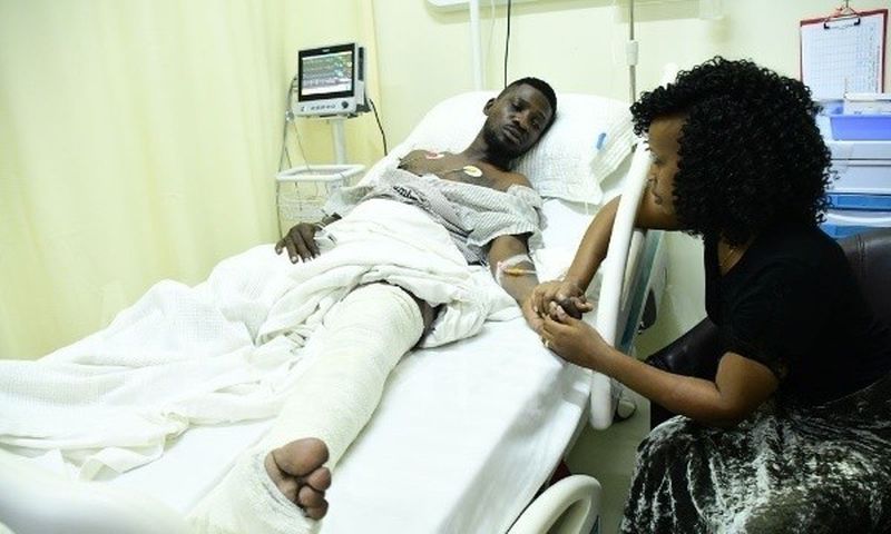 Barbie Itungo Kyagulanyi and her husband in hospital