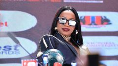 Sheebah Karungi speaking at the press conference