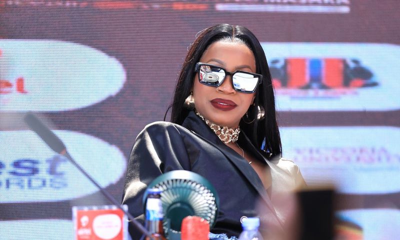 Sheebah Karungi speaking at the press conference