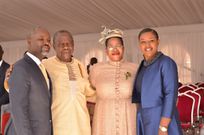 Parliament Speaker Anita Among (2ndR), her deputy Thomas Tayebwa (L) and his wife Anita (R) together with Finance Minister Matia Kasaija at the function