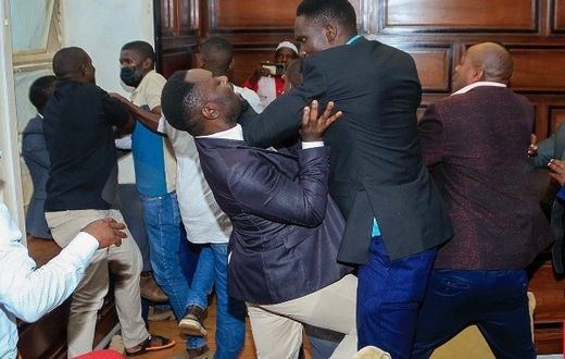 A fist fight broke out among Councillors at City Hall on Tuesday (Nbs photos)