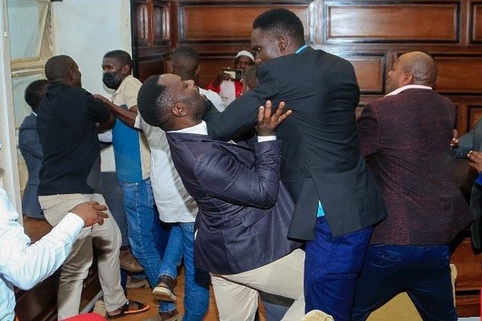 A fist fight broke out among Councillors at City Hall on Tuesday (Nbs photos)
