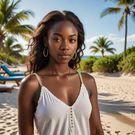 An AI-generated image of a lady on vacation (Source- Hotpot.ai)