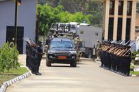 President Museveni arriving at the CID Offices in Kibulu