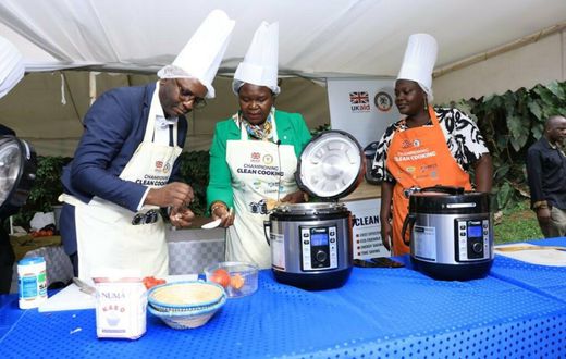 Minister Ruth Nankabirwa (C) launched the clean cooking programme this week