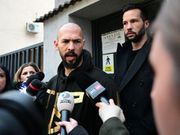Andrew Tate and his brother, Tristan, when they were released from detention in Bucharest in March.DANIEL MIHAILESCU/Getty Images