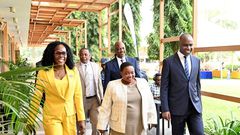 PM Robinah Nabbanja together with Ministers Evelyn Anite and Henry Musasizi arriving at the conference