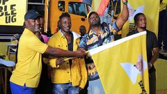 Thomas Tayebwa, Alien Skin and Bebe Cool at the launch of at the launch of the “Unstoppable UG” campaign