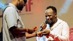 David Lutalo with Eddy Kenzo at the Jam Session