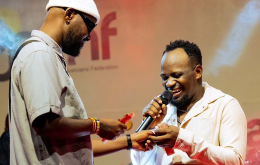 David Lutalo with Eddy Kenzo at the Jam Session