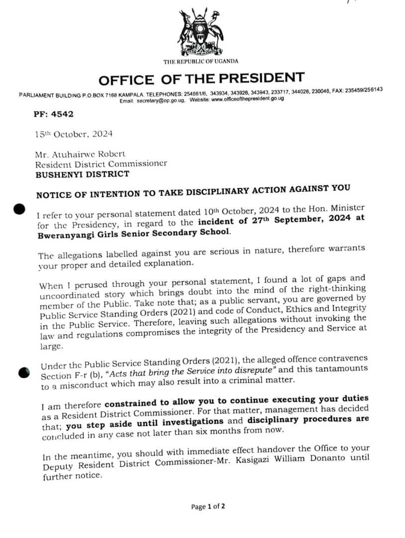 The suspension letter